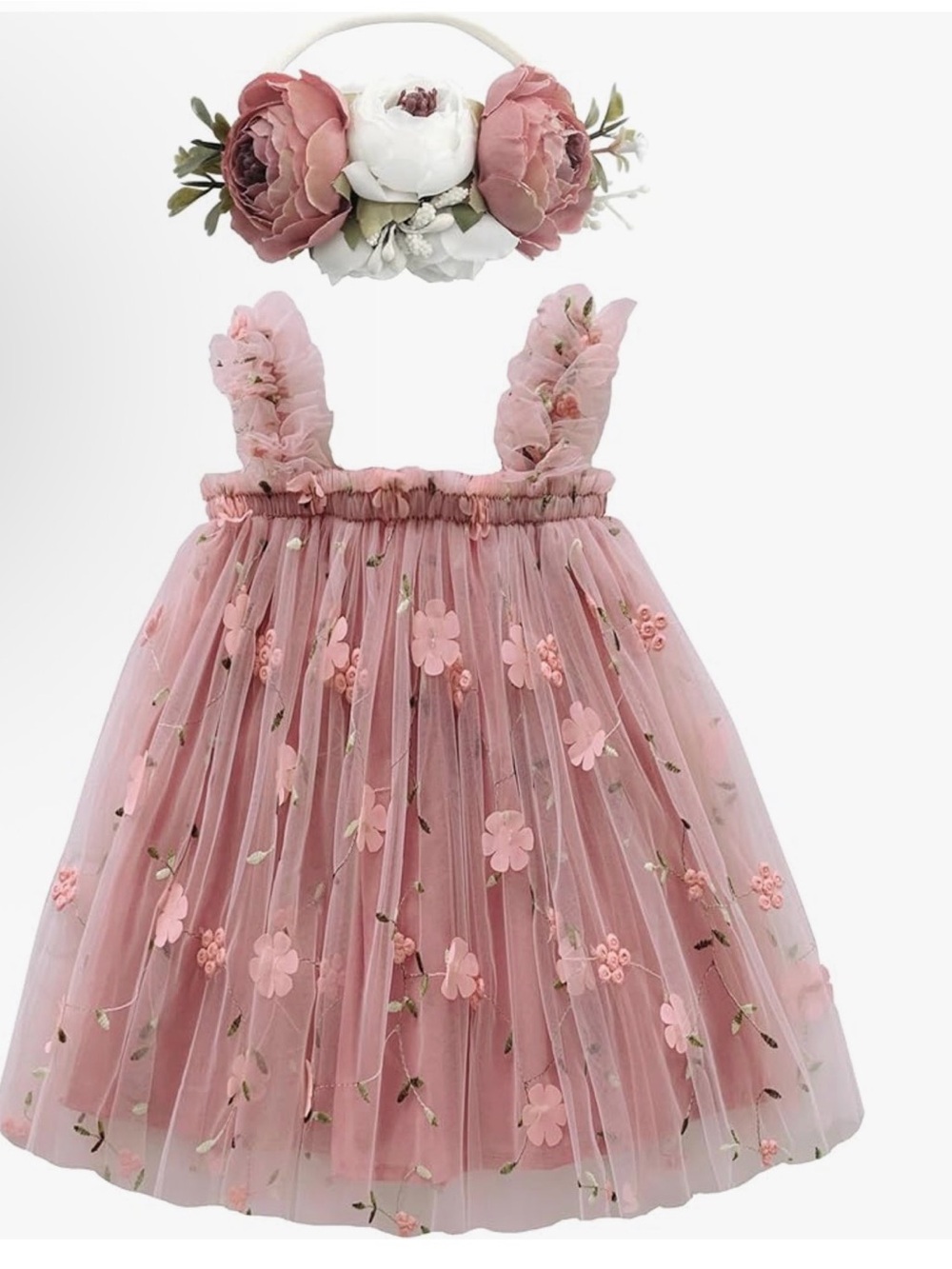 18 Month Layered Tulle Tutu Dress with Flower Headband